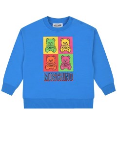 Синий свитшот с принтом color block детский Moschino
