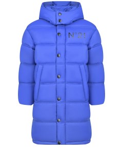 Синее стеганое пальто с капюшоном детское No21
