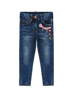 Синие джинсы с вышивкой детские Monnalisa
