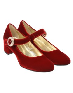 Красные бархатные туфли с пряжкой из страз детские Missouri