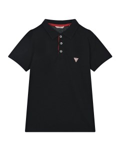 Черная футболка поло с красной отделкой детская Guess
