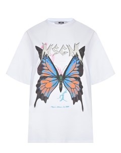 Белая футболка с принтом Бабочка Msgm