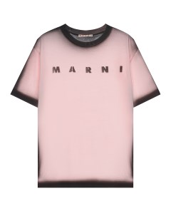 Розовая футболка с черным принтом детская Marni