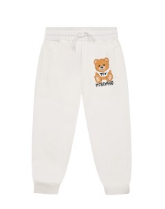 Белые спортивные брюки с принтом медвежонок детские Moschino