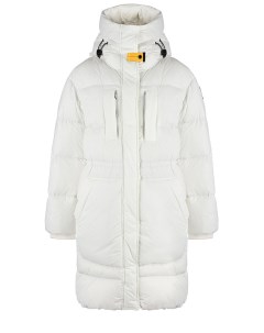Белое пальто с капюшоном Parajumpers