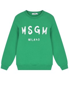 Зеленый свитшот с белым лого детский Msgm