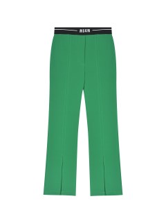 Зеленые брюки с черным поясом на резинке детские Msgm