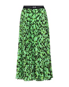 Черно зеленая плиссированная юбка с принтом бабочки Msgm