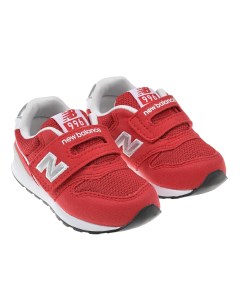 Красные кроссовки на липучке с серым логотипом детские New balance
