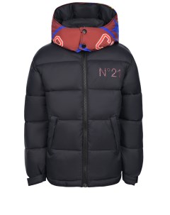 Черная куртка с принтом на капюшоне детская No21