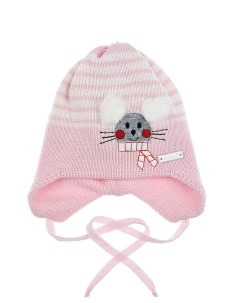Розовая шапка с декором мышка детская Il trenino