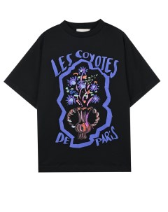 Черная футболка с принтом ваза с цветами детская Les coyotes de paris