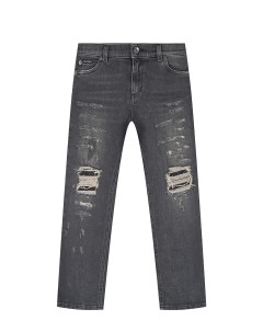 Темно серые джинсы relax fit с разрезами детское Dolce&gabbana