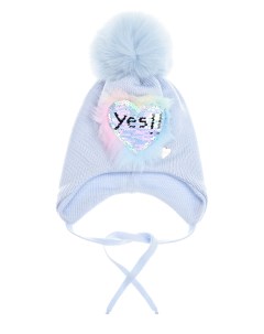 Голубая шапка с декором Сердце Yes детская Il trenino