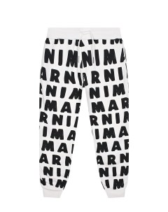 Белые спортивные брюки со сплошным черным лого детские Marni