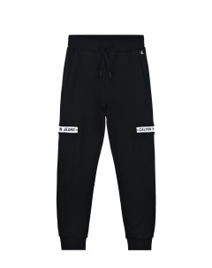Черные спортивные брюки с лого на коленях детские Calvin klein