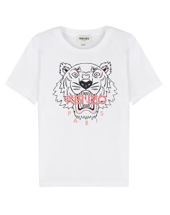 Белая футболка с принтом тигр детская Kenzo