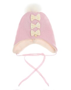 Розовая шапка с бантиками детская Il trenino