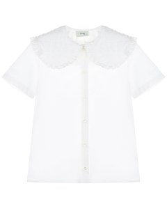 Белая блуза с ажурным воротником детская Fendi
