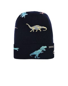 Темно синяя шапка с декором динозавры детское Il trenino