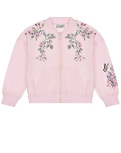 Розовая спортивная куртка с цветочным принтом детская Monnalisa