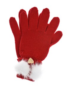 Красные перчатки с белыми помпонами детские Il trenino