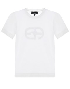Белая хлопковая футболка с лого детская Emporio armani