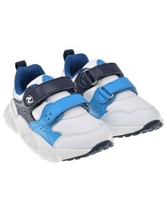 Белые кроссовки с синим застежками велкро детские Flower mountain