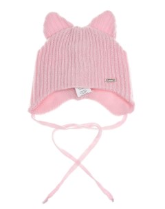 Розовая шапка с декором кошачьи ушки детская Il trenino