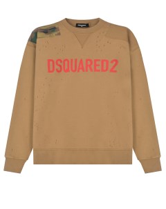 Бежевый свитшот с камуфляжной вставкой детский Dsquared2