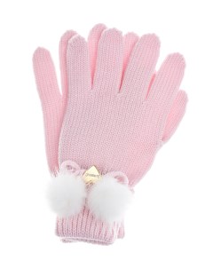 Розовые перчатки с белыми помпонами детские Il trenino