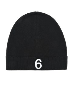 Черная шапка с вышитым лого детская Mm6 maison margiela
