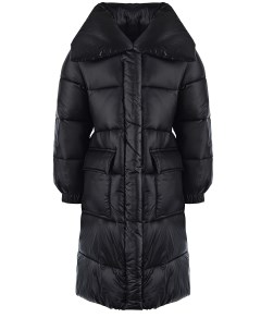 Черное пальто с накладными карманами детское Monnalisa