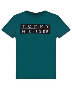 Бирюзовая футболка с логотипом детская Tommy hilfiger