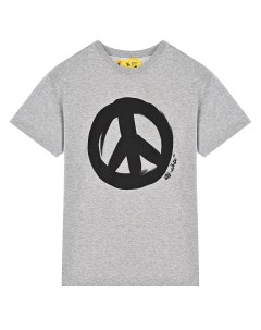 Серая футболка с принтом peace детская Off-white