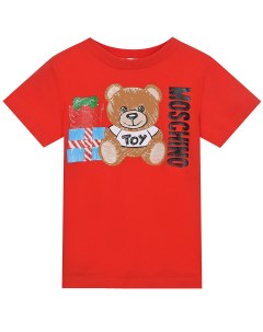 Красная футболка с принтом медвежонок и подарки детская Moschino