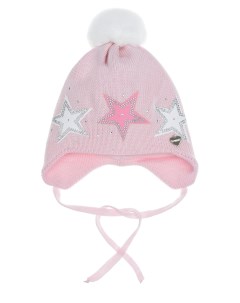 Розовая шапка из шерсти с декором звезды детская Il trenino