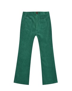 Зеленые вельветовые брюки с накладными карманами детские Mini rodini