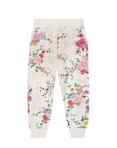 Белые спортивные брюки с цветочным принтом детские Monnalisa