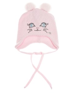 Розовая шапка с декором котенок детская Il trenino