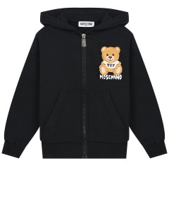 Черная спортивная куртка с патчем медвежонок детская Moschino