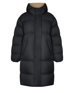 Черное стеганое пальто с капюшоном Msgm