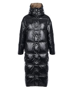 Черное глянцевое стеганое пальто Naumi