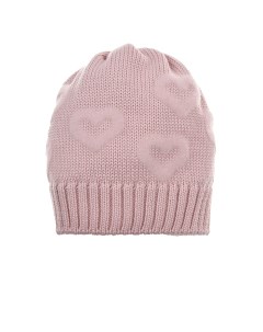Розовая шапка с декором сердечки в тон детская Catya