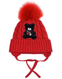 Красная шапка с декором Мишка детская Chobi