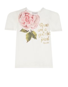 Белая футболка с принтом роза детская Monnalisa