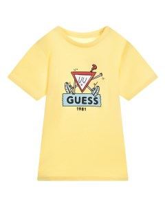 Желтая футболка с лого детская Guess