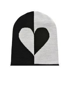 Черно белая шапка с декором сердце детское Catya