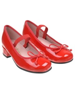 Красные туфли с тонким бантом детские Pretty ballerinas