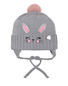 Серая шапка с декором заяц детская Il trenino